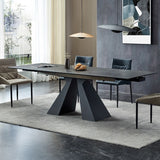 Rectangular Extendable Dining Table Modern Grey Stone Table Top for Dining Room