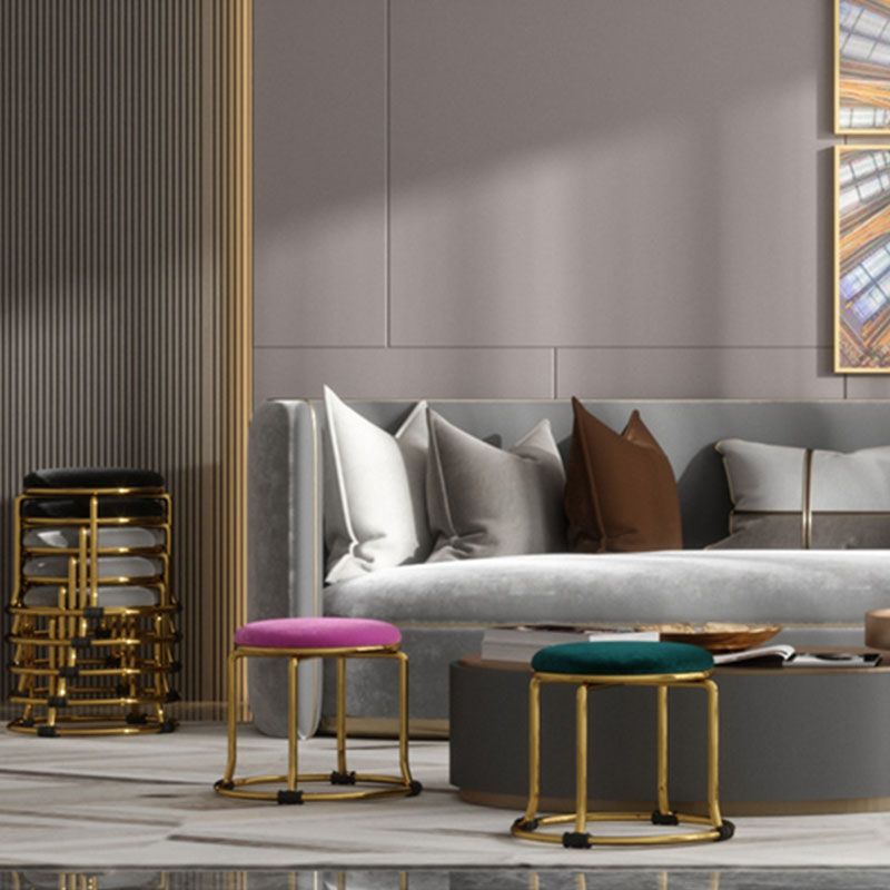 Fabric Standard Stool Modern Style Simple Household Round Stool Clearhalo 'furn' 'furn_ottomans_poufs' 'Furniture' 'Living Room Furniture' 'Ottomans & Poufs' 'ottomans_poufs' 1200x1200_e4bf83cb-fcd3-4801-aca2-29f0f8030932