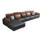 Faux Leather Square Arm Sofa/Sectional with Pillowed Back Cushions, Stain Resistan Clearhalo 'furn' 'furn_sectionals' 'Furniture' 'furniture_sectionals' 'kitchen' 'kitchen_sectionals' 'Living Room Furniture' 'Sectionals' 1200x1200_e4c0e77f-e4fa-4a14-879e-6fe948785698