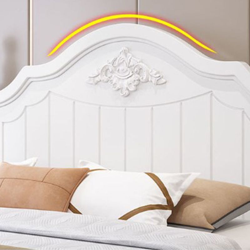 French Country Panel Bed with Headboard Standard Bed Arched White