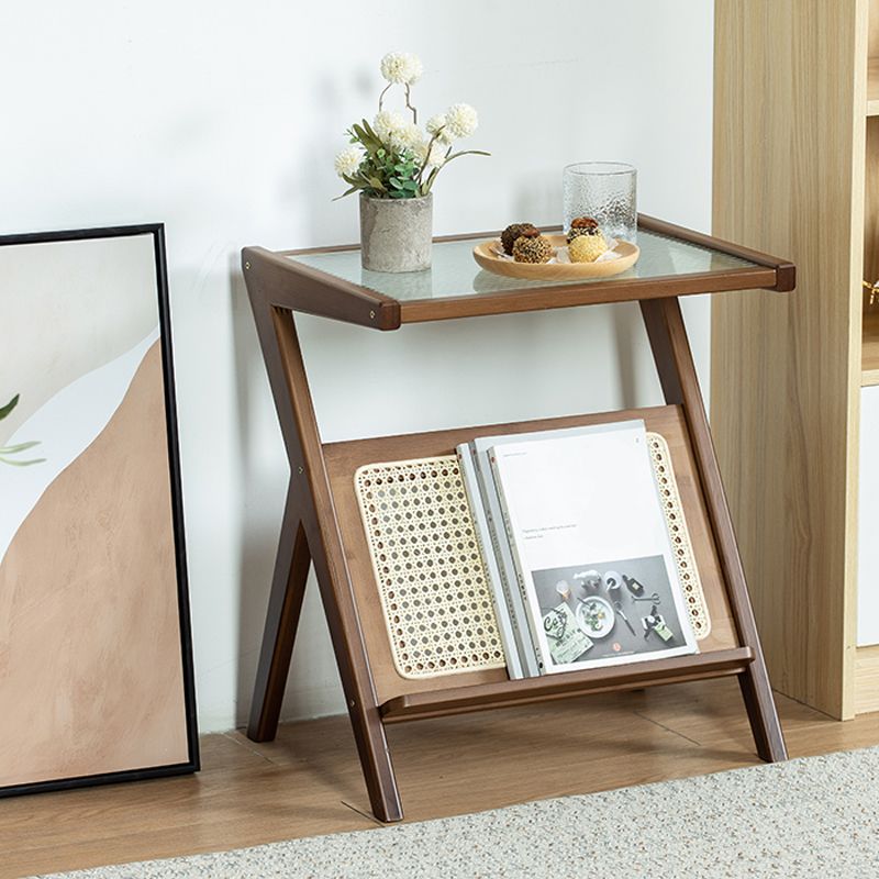 19.7" W Cross Legs End Table Rectangular Glass Side Table for Living Room Clearhalo 'Coffee & Accent Tables' 'End & Side Tables' 'end_side_tables' 'furn' 'furn_end_side_tables' 'Furniture' 'Living Room Furniture' 1200x1200_e4c26a40-330c-4f26-ab29-75bfd3fb710a