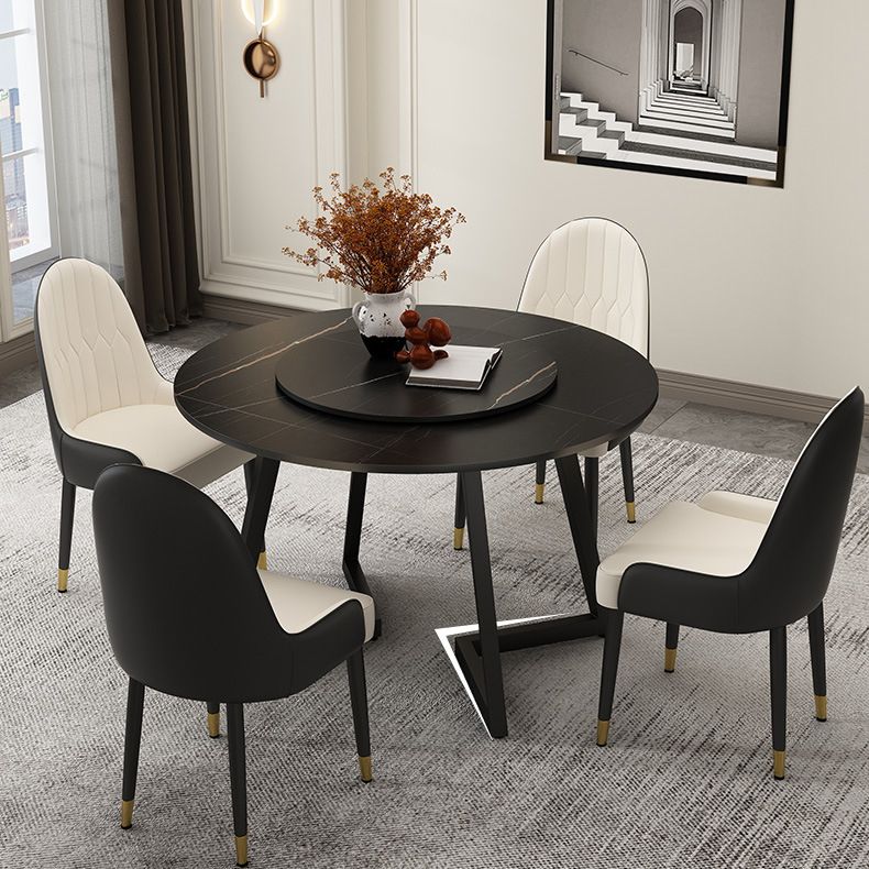 Modern Stone Double Pedestal Dining Table Matte Finish Round Table for Kitchen Clearhalo 'Dining Tables & Seating' 'Dining Tables' 'dining_table' 'furn' 'furn_dining_table' 'Furniture' 'furniture_dining_table' 'Kitchen & Dining Furniture' 'kitchen' 'kitchen_dining_table' 1200x1200_e4c2d451-e324-435e-85bc-a6628d6feb67