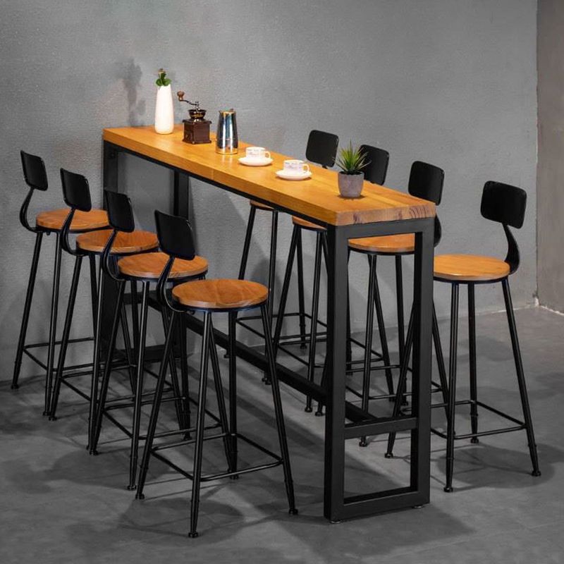 Industrial Style Rectangle Bar Table Solid Wood Bar Dining Table with Footrest Clearhalo 'Bar Furniture' 'Bar Tables' 'bar_tables' 'furn' 'furn_bar_tables' 'Furniture' 'Kitchen & Dining Furniture' 1200x1200_e4c39376-e460-4121-8270-6b3a03cc7af2
