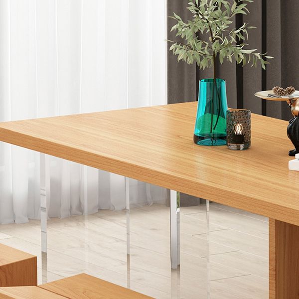 Modern Wood Table in Brown for Restaurant Rectangle Table with Acrylic Base Clearhalo 'Dining Tables & Seating' 'Dining Tables' 'dining_table' 'furn' 'furn_dining_table' 'Furniture' 'furniture_dining_table' 'Kitchen & Dining Furniture' 1200x1200_e4c43c16-359a-4b49-91f7-e826c63d068f