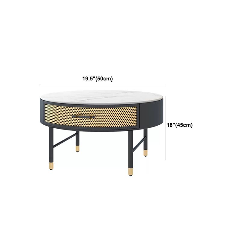 17.7" H Round Slate Coffee Table 4 Legs Cocktail Table with Drawer Clearhalo 'Coffee & Accent Tables' 'Coffee Tables' 'coffee_tables' 'furn' 'furn_coffee_tables' 'Furniture' 'Living Room Furniture' 1200x1200_e4c5117d-f391-4e64-b446-30113508a160