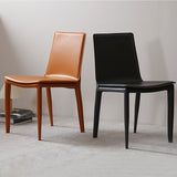 Contemporary Metal Dining Room Chair Armless Leather Dining Chair for Home Use