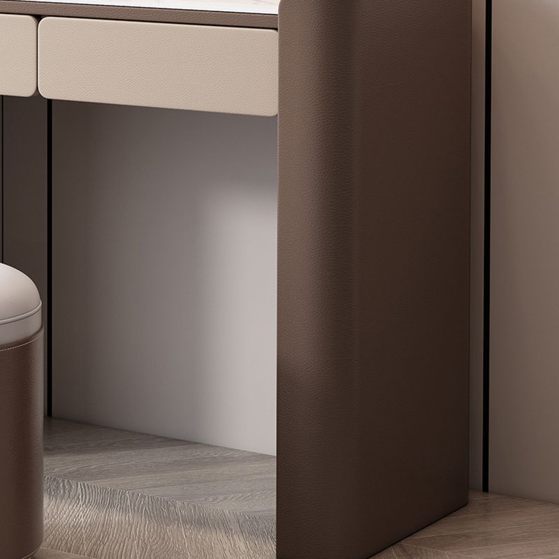 2/5 Schublade fester Holzverkesseltisch Brauner Make -up -Eitelkeitstisch