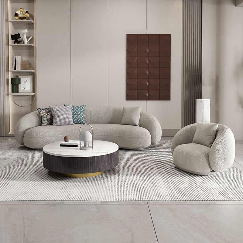 Divano braccio inclinato in lana grigia divano curvo contemporaneo per soggiorno