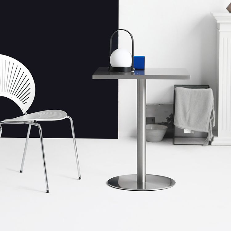 Tavolo da pranzo quadrato industriale metallico tavolo in acciaio inossidabile con piedistallo