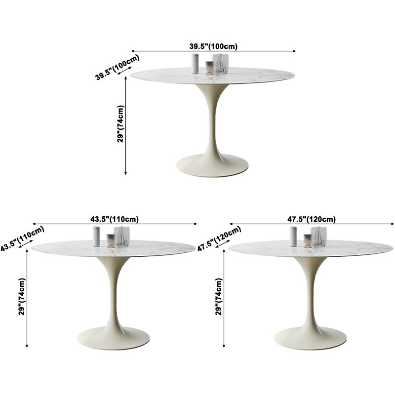 Round Tulip Modern Dining Table White Tone Fixed Table of Sintered Stone Clearhalo ' dining_table' 'Dining Tables & Seating' 'Dining Tables' 'furn' 'furn_dining_table' 'Furniture' 'furniture_dining_table' 'Kitchen & Dining Furniture' 'kitchen&dining_furn' 'kitchen' 'kitchen_dining_table' 1200x1200_e4cb3268-2936-47db-95af-e476df62e0ff