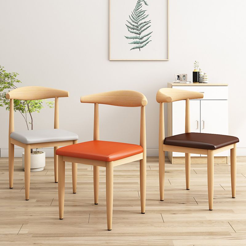 Moderne keuken eetstoelen open achterste eetkamerstoel met metalen basis