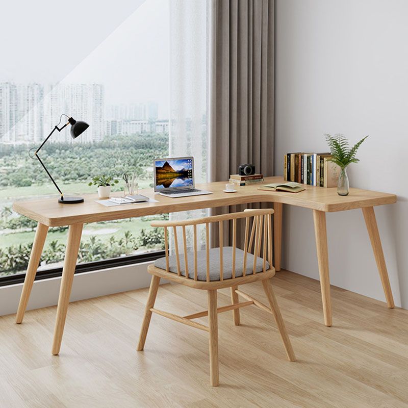 Solid Wood L-Shape Writing Desk Modern & Contemporary Laptopt Table