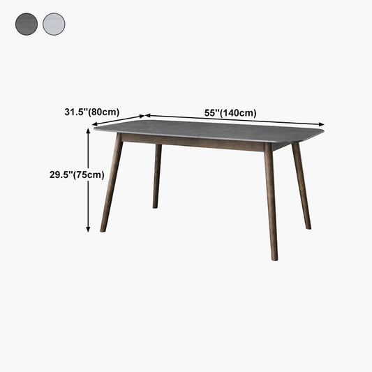 Stone Top Dining Table Mid-Century Modern Dining Table with 4 Brown Legs Clearhalo 'Dining Tables & Seating' 'Dining Tables' 'dining_table' 'Furniture' 'furniture_dining_table' 'Kitchen & Dining Furniture' 'kitchen' 'kitchen_dining_table' 1200x1200_e4ce565d-b627-4820-90c3-13abcd134f7d