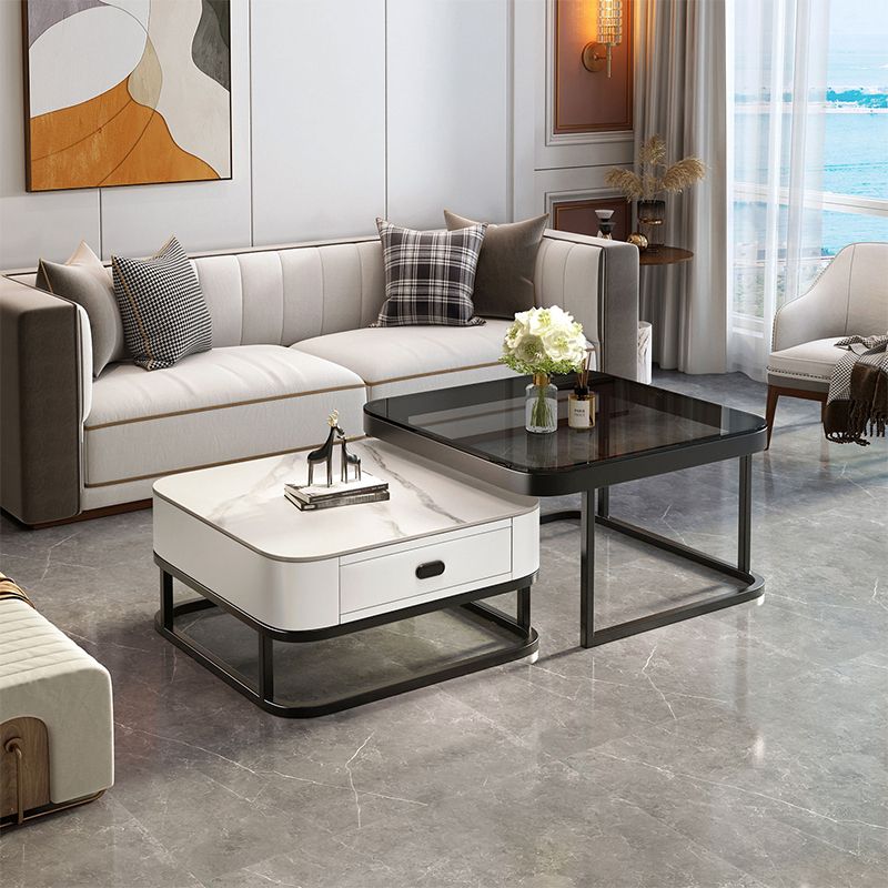Slate Coffee Table Square 2 Nesting Coffee Table Set for Living Room Clearhalo 'Coffee & Accent Tables' 'Coffee Tables' 'coffee_tables' 'furn' 'furn_coffee_tables' 'Furniture' 'Living Room Furniture' 1200x1200_e4ce7111-502a-404c-8368-df1241d6fd58