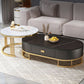 Glam Coffee Table Oval Nesting Nesting Coffee Table with Drawer Slate Cocktail Table Clearhalo 'Coffee & Accent Tables' 'Coffee Tables' 'coffee_tables' 'furn' 'furn_coffee_tables' 'Furniture' 'Living Room Furniture' 1200x1200_e4ceed9b-16e5-413c-b1e0-03f3665841bd
