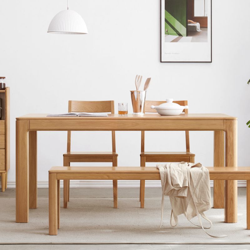 Modern Style Rectangle Oak Solid Wood Dining Table in Natural Clearhalo 'Dining Tables & Seating' 'Dining Tables' 'dining_table' 'furn' 'furn_dining_table' 'Furniture' 'Kitchen & Dining Furniture' 1200x1200_e4d66181-eaa0-4a7c-8f05-75721318e023
