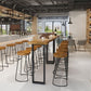 Light Brown Solid Wood Top Bar Table Industrial Metal Base Bistro Table Clearhalo 'Bar Furniture' 'Bar Tables' 'bar_tables' 'furn' 'furn_bar_tables' 'Furniture' 'Kitchen & Dining Furniture' 1200x1200_e4d67c6f-475e-4be2-ab72-9717c63ce0a4