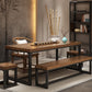 Industrial Rectangle Dining Table Pine Solid Wood Table with Trestle Base for Home Kitchen Dinner Clearhalo ' dining_table' 'Dining Tables & Seating' 'Dining Tables' 'furn' 'furn_dining_table' 'Furniture' 'furniture_dining_table' 'Kitchen & Dining Furniture' 'kitchen&dining_furn' 'kitchen' 'kitchen_dining_table' 1200x1200_e4d82de9-5f6c-4e0f-a637-1f268b87ec8f
