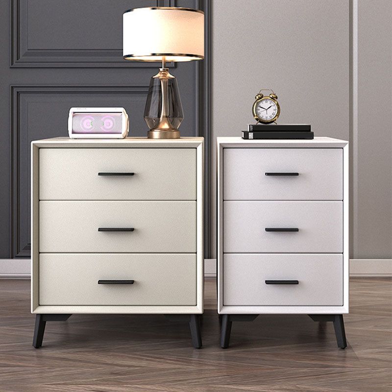23.62" Tall Faux Leather Night Table 3-drawer Bedside Cabinet with Legs Clearhalo 'Bedroom Furniture' 'furn' 'furn_night_stand' 'Furniture' 'night_stand' 'Nightstands' 1200x1200_e4d8e427-03f6-46ba-9a03-6676fdc3a500