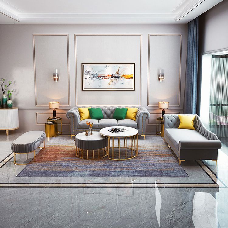 Modern Flared Arm Settee Stationary Solid Color Sofa for Living Room