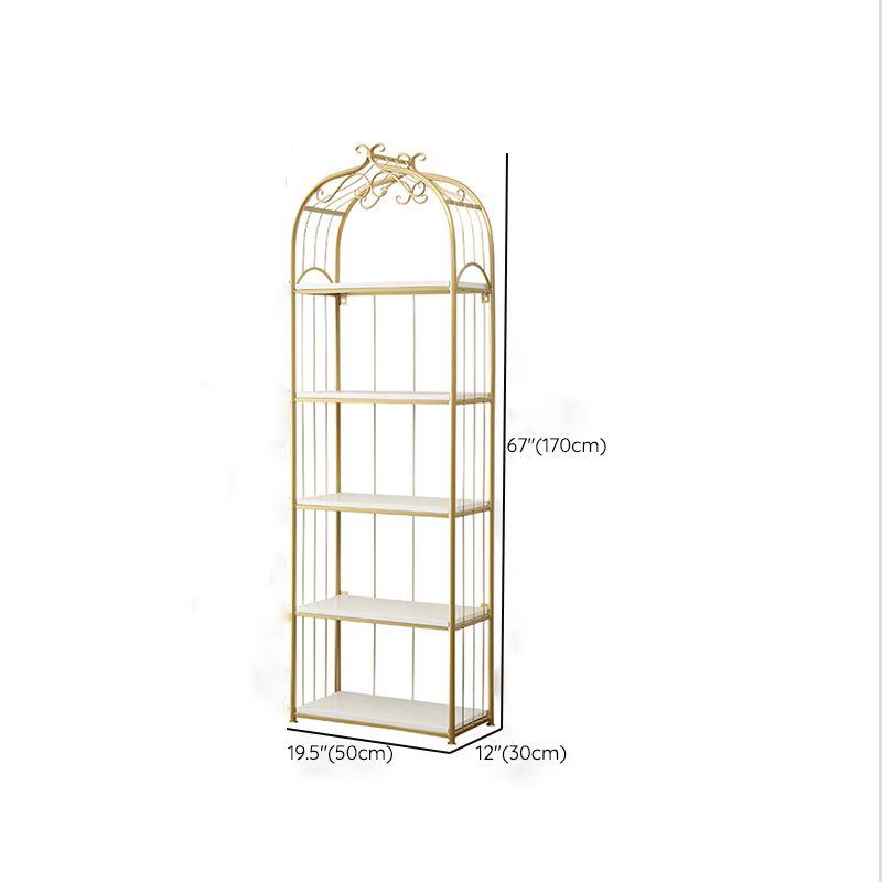 Glam Style Antique Finish Shelf Bookcase Metal Etagere Bookshelf with Shelves