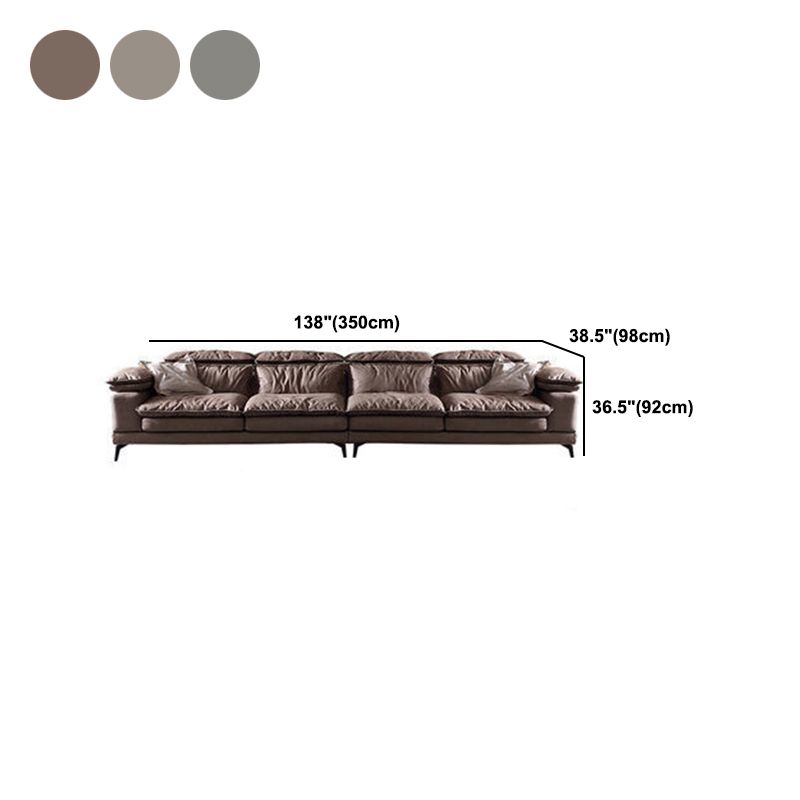 Modern Style Sofa Bed Imitation Leather Material Grey/khaki/coffee Feather Padded Sofa Clearhalo 'furn' 'furn_sectionals' 'Furniture' 'Living Room Furniture' 'Sectionals' 1200x1200_e4db5003-6a58-45e9-bac0-8cebdbde7b53