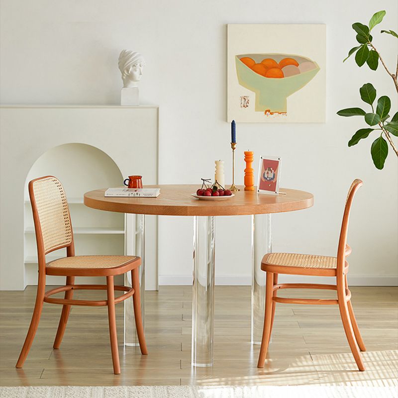 Pine and Acrylic Round Dining Table Modern Natural Dinner Table Kitchen Home Clearhalo 'Dining Tables & Seating' 'Dining Tables' 'dining_table' 'furn' 'furn_dining_table' 'Furniture' 'furniture_dining_table' 'Kitchen & Dining Furniture' 'kitchen' 'kitchen_dining_table' 1200x1200_e4dc8009-8fd2-46f2-9d6d-1df932a4bd35