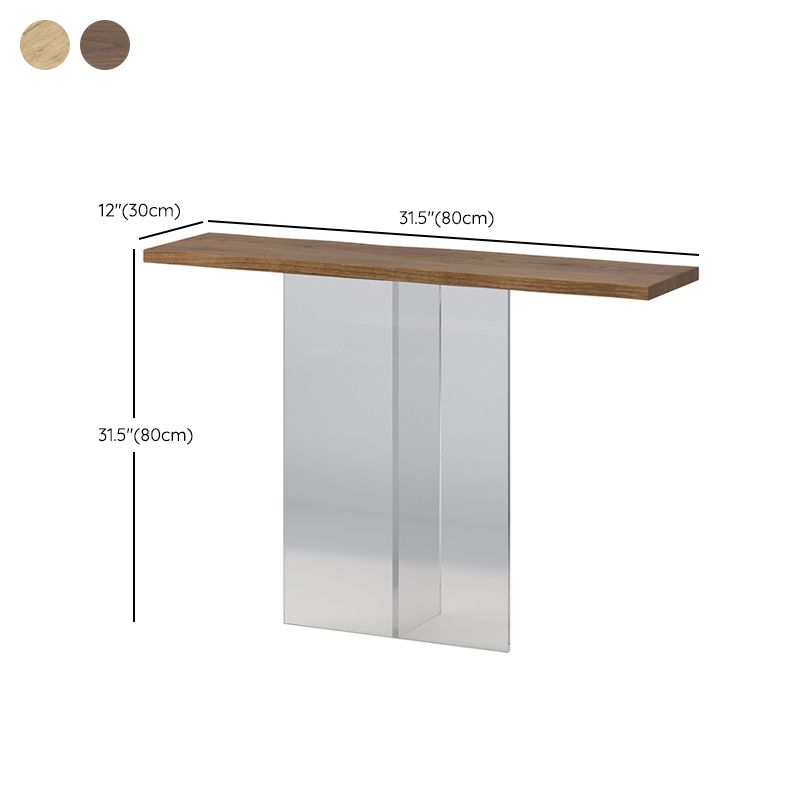 Solid Wood Rectangle Accent Table 31.5-inch Tall End Table with Acrylic Leg Clearhalo 'Console Tables' 'console_tables' 'Entry & Mudroom Furniture' 'furn' 'furn_console_tables' 'Furniture' 1200x1200_e4dd7120-5610-4526-9f81-5fdc41eb38e1