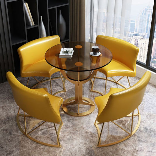 Modern Style Glass Dining Table Black Round Dinner Table with Pedestal Base Clearhalo ' dining_table' 'Dining Tables & Seating' 'Dining Tables' 'furn' 'furn_dining_table' 'Furniture' 'furniture_dining_table' 'Kitchen & Dining Furniture' 'kitchen&dining_furn' 'kitchen' 'kitchen_dining_table' 1200x1200_e4de4866-c0fc-4977-90a5-656bdc535752