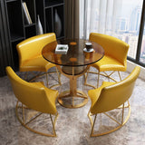 Modern Style Glass Dining Table Black Round Dinner Table with Pedestal Base Clearhalo ' dining_table' 'Dining Tables & Seating' 'Dining Tables' 'furn' 'furn_dining_table' 'Furniture' 'furniture_dining_table' 'Kitchen & Dining Furniture' 'kitchen&dining_furn' 'kitchen' 'kitchen_dining_table' 1200x1200_e4de4866-c0fc-4977-90a5-656bdc535752