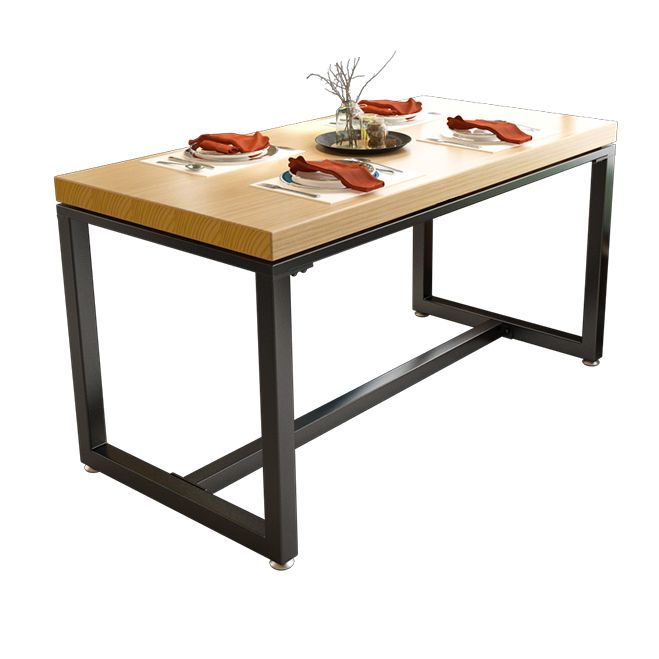 Industrial Style Solid Wood Dining Table Brown Rectangle Table with Black Frame for Dinning Room Clearhalo ' dining_table' 'Dining Tables & Seating' 'Dining Tables' 'furn' 'furn_dining_table' 'Furniture' 'furniture_dining_table' 'Kitchen & Dining Furniture' 'kitchen&dining_furn' 'kitchen' 'kitchen_dining_table' 1200x1200_e4e30877-9f7f-4045-b1f6-6c240152e6e6