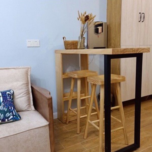 Mesa de barra de madera maciza rectangular de lujo Juego de mesa 1/2/3 piezas de mostrador con taburetes sin espalda