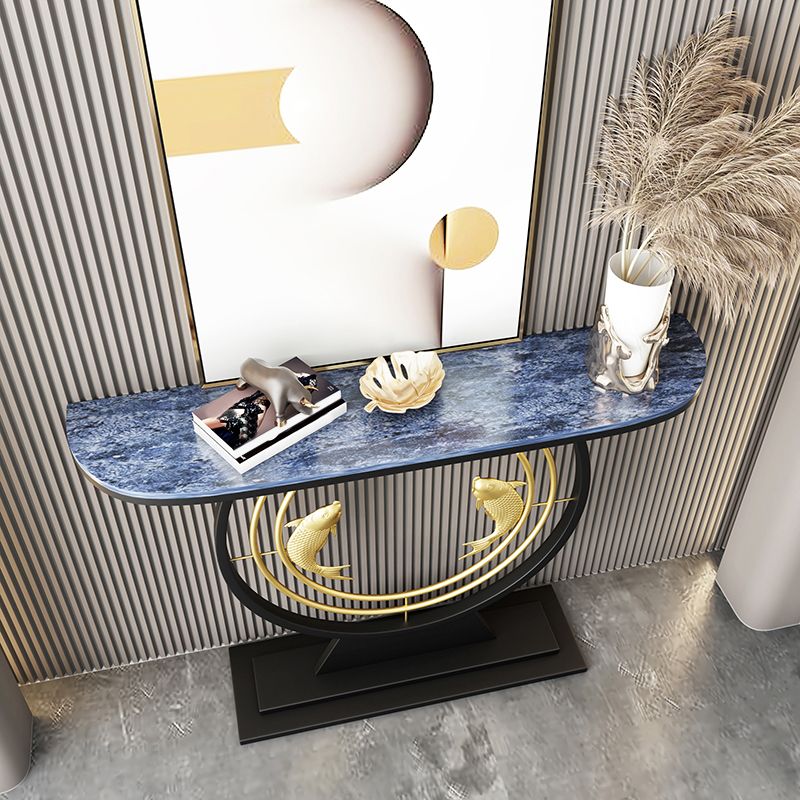31.5 "H Modern Console Accent Table Acabado antiguo Consola Half Moon