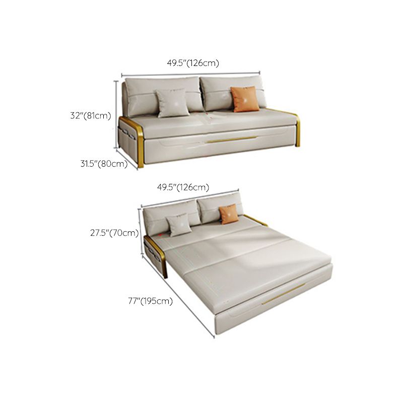 Faux leather Sleeper Sofa Creamy-white Sofa Bed with Upholstered, 31.49" Wide