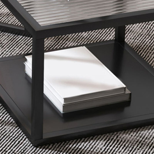 Minimalist Glass Top Coffee Table Round Open Shelf Cocktail Table Clearhalo 'Coffee & Accent Tables' 'Coffee Tables' 'coffee_tables' 'furn' 'furn_coffee_tables' 'Furniture' 'Living Room Furniture' 1200x1200_e4e6ad47-f4d9-49ee-a356-4fd848448dd4