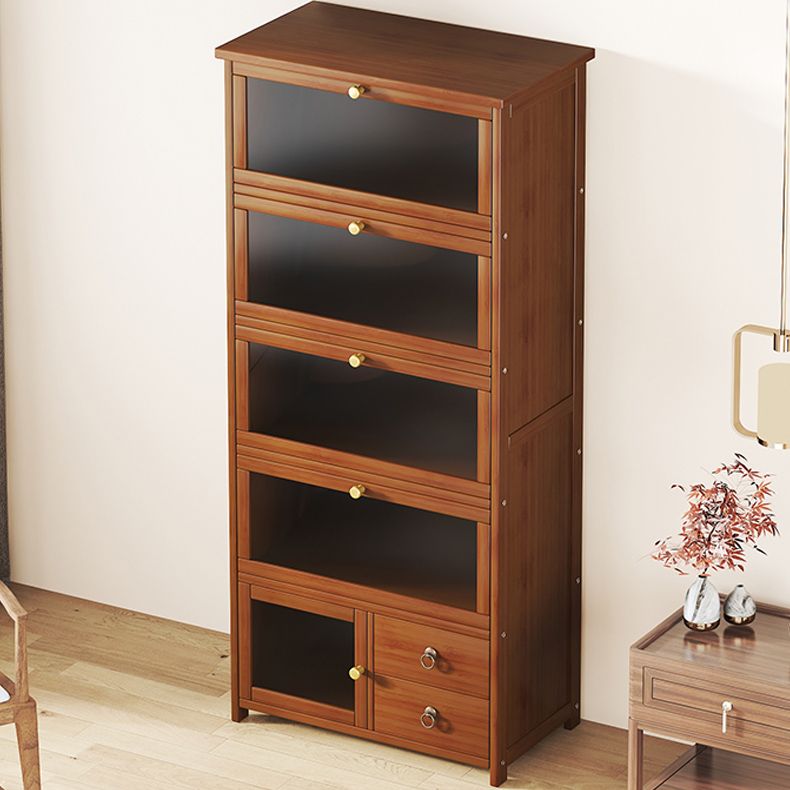 Mid-Century Modern Wood Accent Cabinet 26.4" W Glass Paned Chest in Brown Clearhalo 'Cabinets & Chests' 'cabinets_chests' 'furn' 'furn_cabinets_chests' 'Furniture' 'Living Room Furniture' 1200x1200_e4ea3fba-b69d-46fc-915c-934413f48d8e