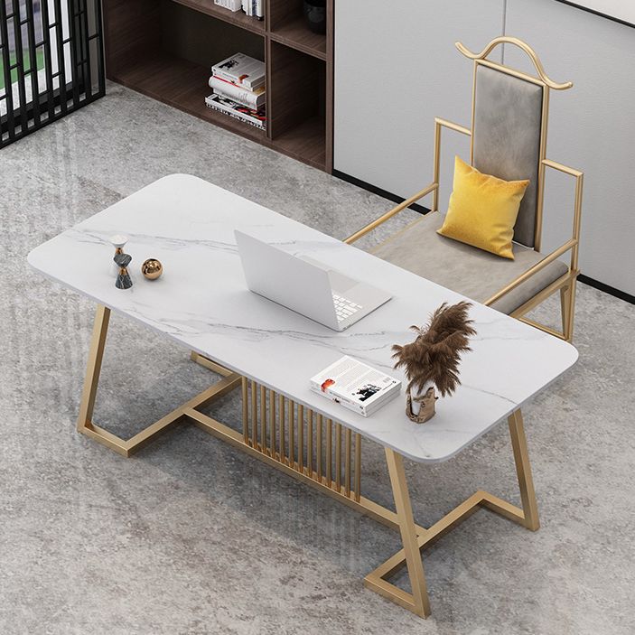 Scrivania per ufficio glam da 29,52 pollici rettangolare con gambe metalliche