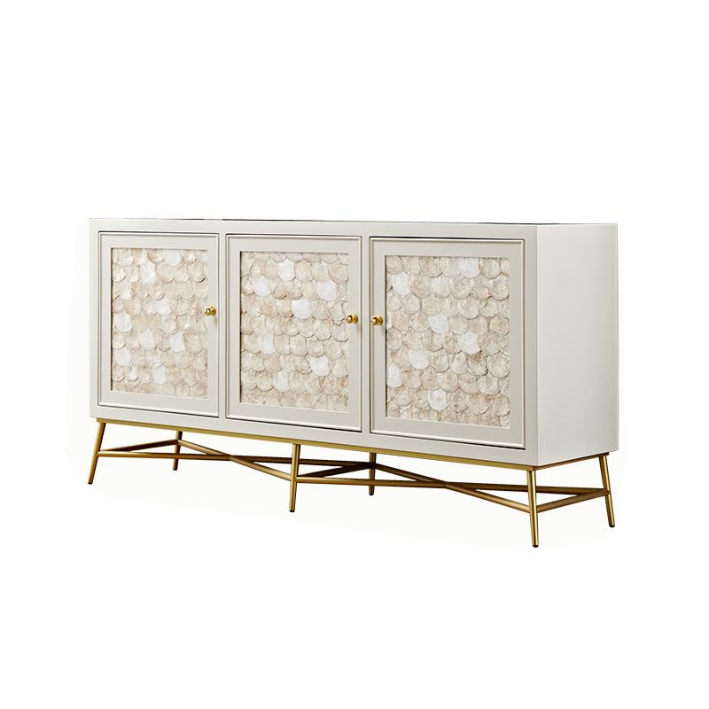 Support de buffet en bois blanc d'ingénierie armoire à bascule en or avec rangement