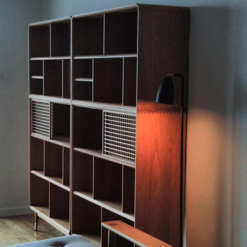 Eigentijdse open achterkant standaard boekenkast solide houten boekenplank met planken