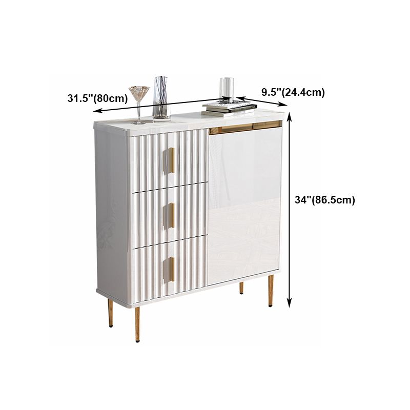 Glam Style Stone Sideboard Buffet Dining Room 34"H 3-Drawers Buffet Server in White Clearhalo 'buffet_sideboard' 'Buffets & Sideboards' 'furn' 'furn_buffet_sideboard' 'Furniture' 'Kitchen & Dining Furniture' 1200x1200_e4ee4fda-626c-40c5-9877-baf98cf29455