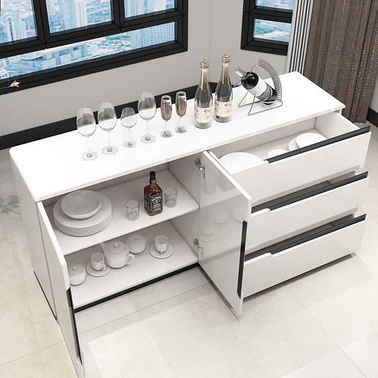 Modern MDF 31.5"H Sideboard Buffet Drawer and 2-Door Living Room Server in White Clearhalo 'buffet_sideboard' 'Buffets & Sideboards' 'furn' 'furn_buffet_sideboard' 'Furniture' 'Kitchen & Dining Furniture' 1200x1200_e4f21893-b259-43ca-8a2d-4ce049a07fcb