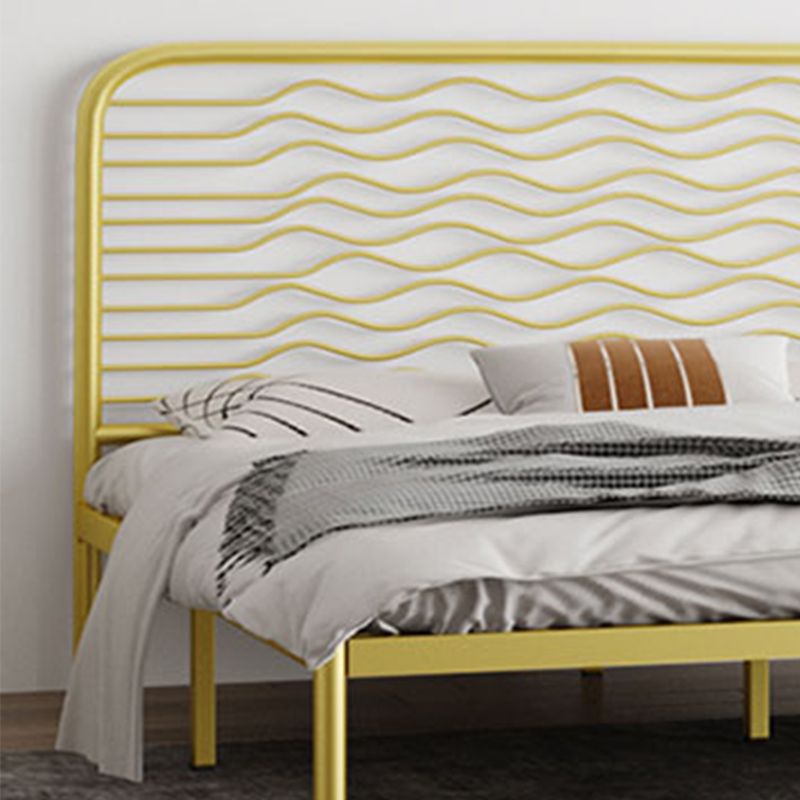 Glam Metallic Standard Bed, Beveled Open-Frame Headboard Bed Frame Clearhalo 'Bedroom Furniture' 'Beds' 'furn' 'furn_beds' 'Furniture' 1200x1200_e4f2dd2a-b063-4aa1-bbdf-39eabae98a1d