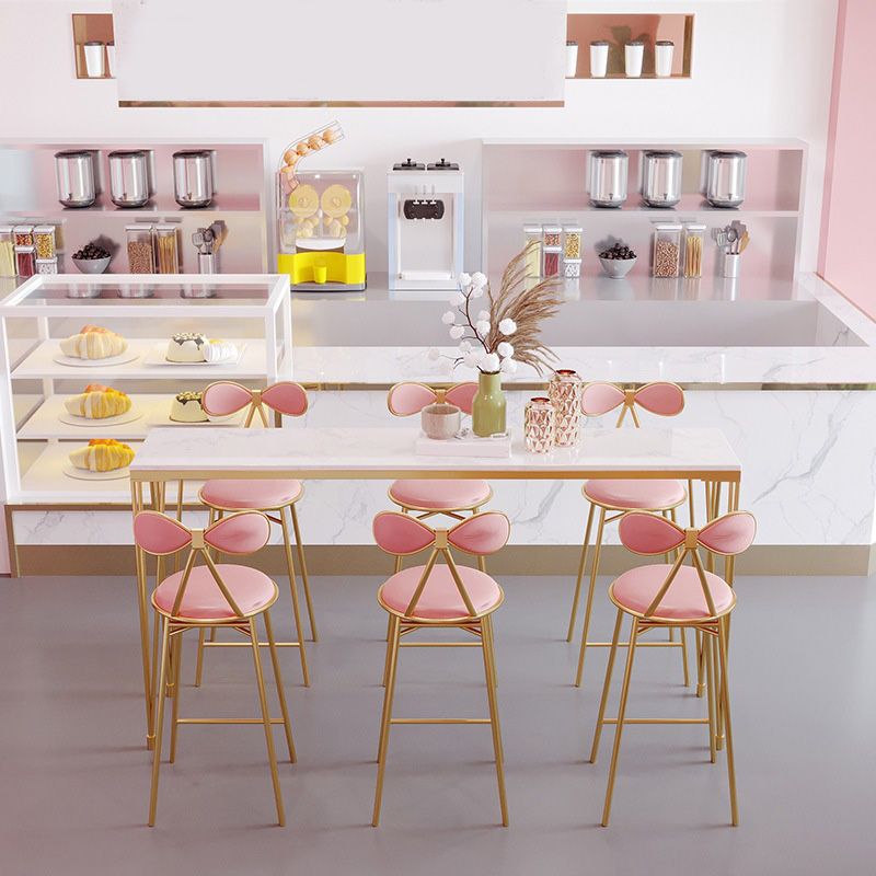 Rectangular Bar Height Table White Faux Marble Top Bistro Pub Table with 4 Legs Clearhalo 'Bar Furniture' 'Bar Tables' 'bar_tables' 'furn' 'furn_bar_tables' 'Furniture' 'Kitchen & Dining Furniture' 1200x1200_e4f4ead5-0a61-40b0-ac22-b24179d337ee