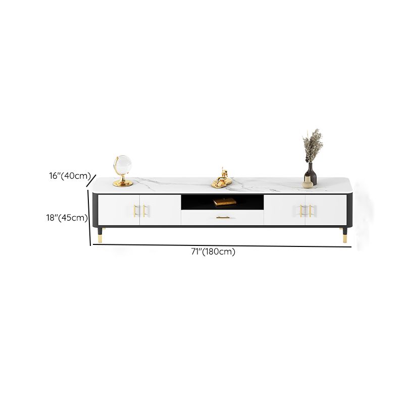 Glam Style TV Stand White Colour Stone TV Console with Open Storage Clearhalo 'furn' 'furn_tv_stands_entertainment_centers' 'Furniture' 'Living Room Furniture' 'TV Stands & Entertainment Centers' 'TV Stands & Media Storage Furniture' 'tv_stands_entertainment_centers' 1200x1200_e4f6c11d-ad92-4cdd-b6e2-c7f6f7bc34ca