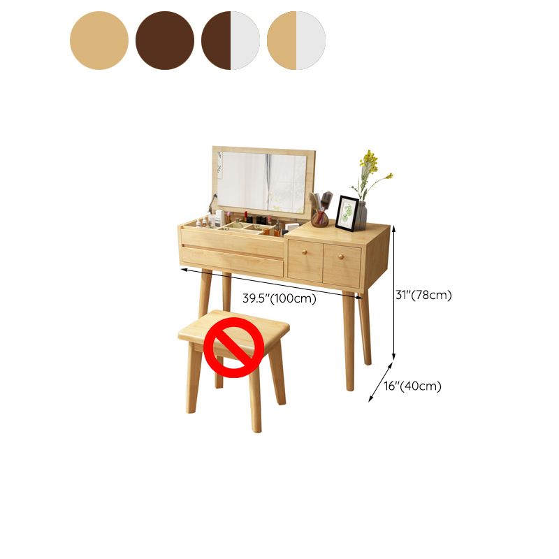 Scandinavian Bedroom Dressing Table Rubberwood Flip-Top Make-up Vanity Clearhalo 'Bedroom Furniture' 'furn' 'furn_makeup_vanities' 'Furniture' 'Makeup Vanities' 'makeup_vanities' 1200x1200_e4f9f910-225d-4f28-8110-b9918c1d20d7