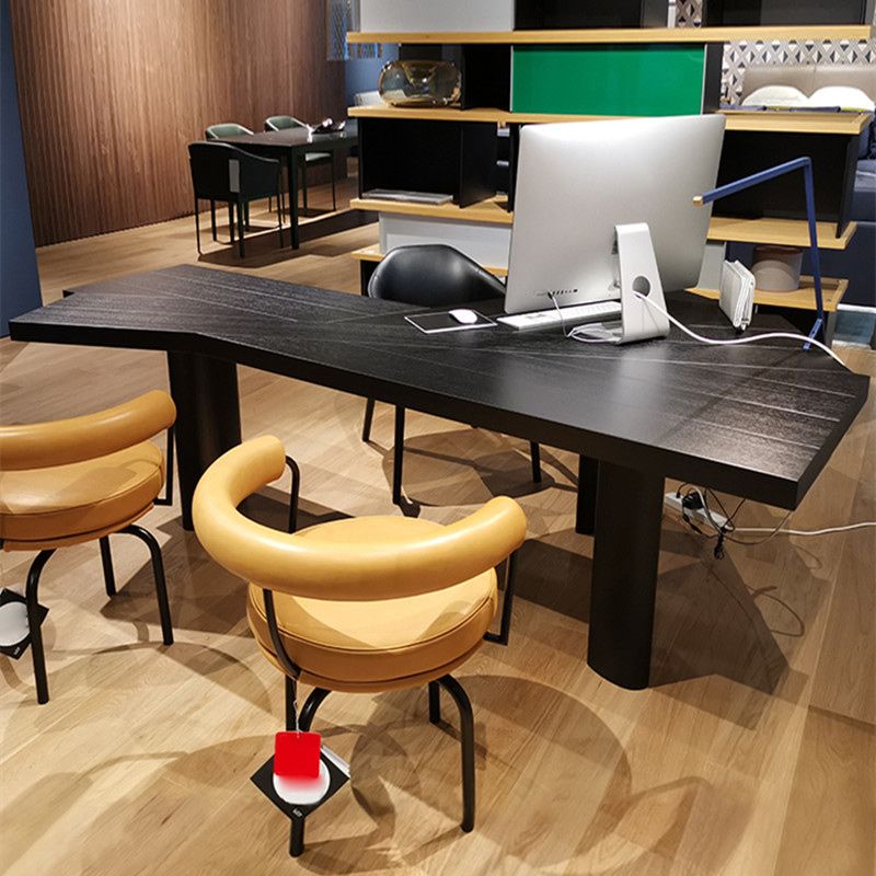 Modern Solid Wood Office Desk 28.74" Tall Black Writing Desk Clearhalo 'furn' 'furn_office_desk' 'Furniture' 'Office Desks' 'Office Furniture' 'office_desk' 1200x1200_e4fa7b6a-1d78-425d-93dc-70986a0816cc