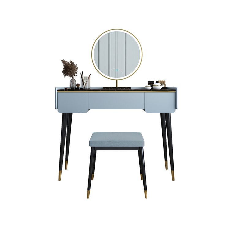 Glam houten framekrandtafel leisteen top ijdelheid met laden