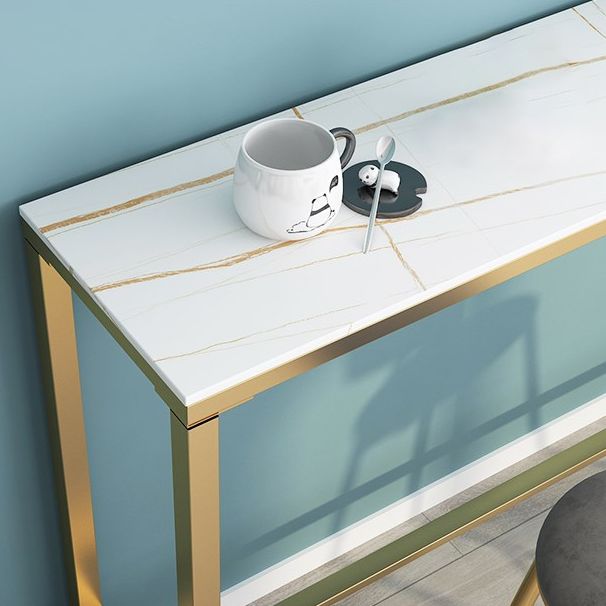 1/3 pezzi Glam Iron Bistro set rettangolo tavolo da barra in pietra bianco set con poggiapiedi