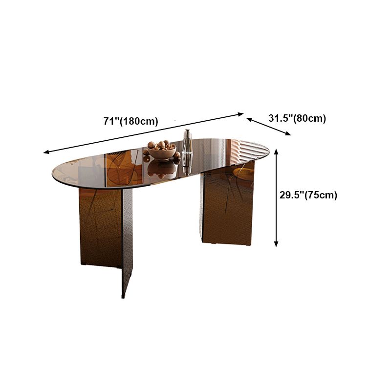 Oval Glass Dining Table Simplicity Double Pedestal Table for Dining Room Clearhalo 'Dining Tables & Seating' 'Dining Tables' 'dining_table' 'furn' 'furn_dining_table' 'Furniture' 'Kitchen & Dining Furniture' 1200x1200_e4fb44fd-c06f-49f8-b9ed-e288ff9b575e