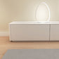 Supporto TV moderno in legno da 16" con contenitore chiuso, supporto TV bianco con cassetti